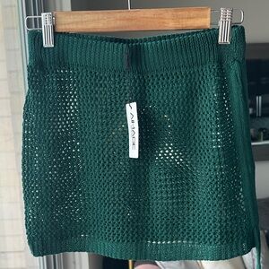 Green Knit Swim Coverup Mini Skirt